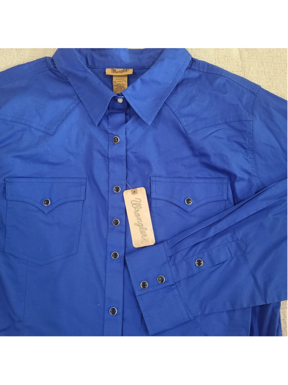 NEW Wrangler Womens Royal Blue Button Up Shirt 2XL Western Snap Button Rodeo